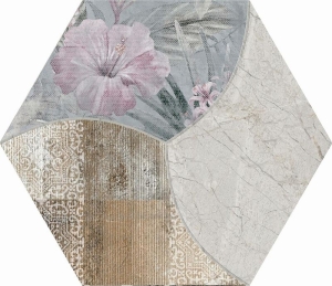ITT Hexa Mystic Pearl Matt 23x27 płytka heksagonalna motyw kwiatowy