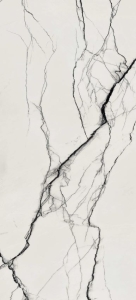 Płytki podłogowe cienkie marmur białe z czarną żyłą Florim Floor Gres B&W_Marble Breach Naturale 120x280