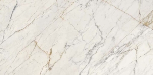 Spiek kwarcowy wielkoformatowy marmur biały ze złotą żyłą Marazzi Grande Marble Look Golden White Matt 120x240