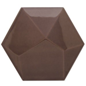 Antonus Heksagon Piramidal Chocolate Brillo 17x15 płytka ścienna