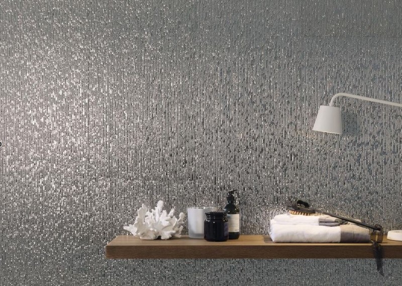 Płytki srebrne błyszczące dekoracyjne Porcelanosa Columbia Silver 45x120 39626