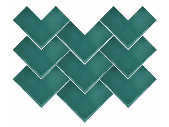 Płytki dekoracyjne turkusowe francuska joedłka mocno strukturalne Elle Emerald 20x20 cre 101632