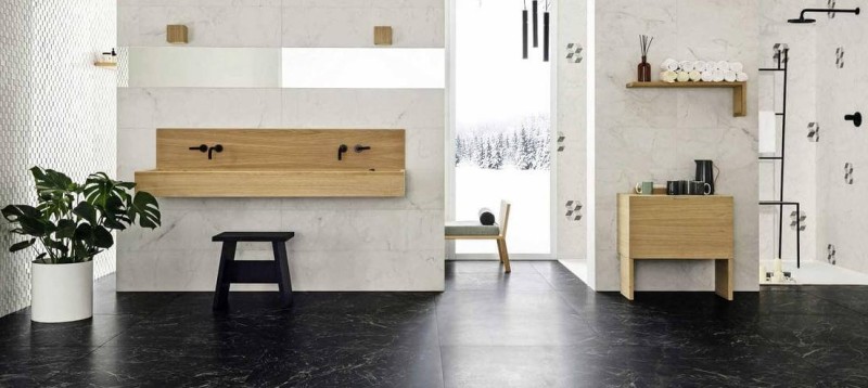 Płytki gresowe czarny marmur z brąz żyłą Marazzi Allmarble St. Laurent MMVG 60x60 16373