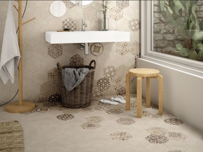 Płytki heksagonalne wzorzyste brazEquipe Hexatile Cement Geo Sand 17.5X20 20170