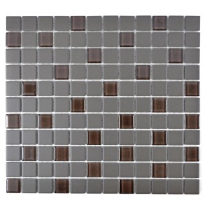 Mozaika mix ciemno-szara z brązową szklaną kostką Metropol MM 0577 32,6 x 30,0