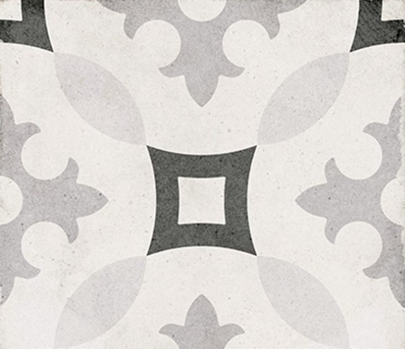 Gresy małe w kwadracie z szarym wzorem Equipe Art Nouveau Karlsplatz Grey 20x20 41680