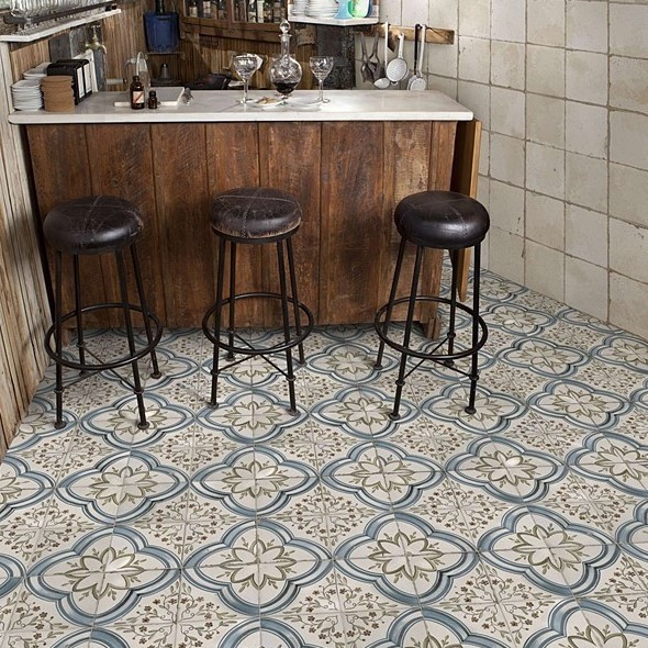 Płytki biało-niebieskie że wzorem prowans patchwork Peronda FS Nijar 45x45 dms 37066