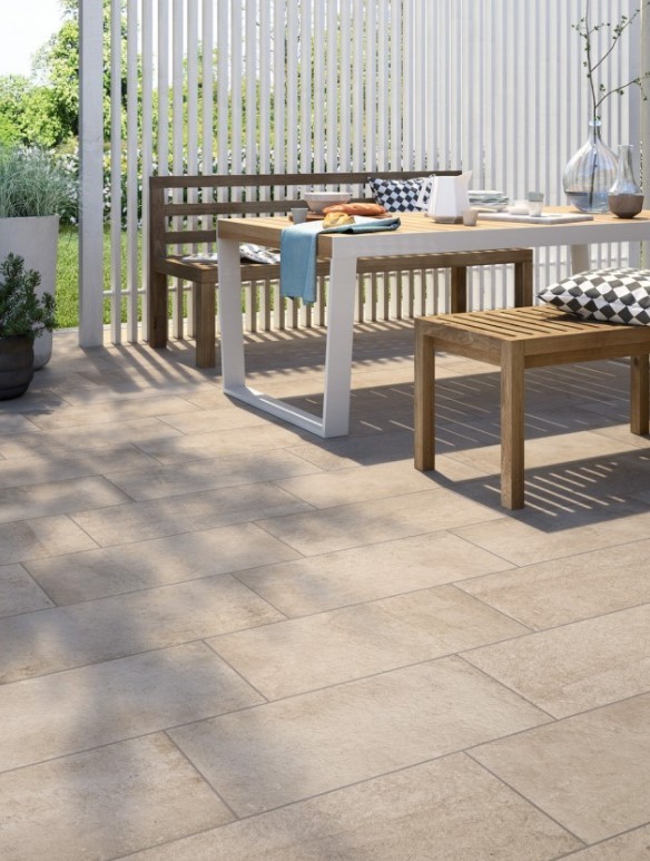 Płytki podłogowe na zewnątrz tarasowe beżowe Marazzi Pietra Occitana Bianco 30x60 16799