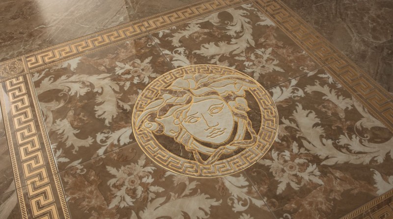 Płytki wstawki podłogowe meduza marmurowa czarna Versace Ceramics Marble Toz. Medusa Nero Sab 11,5x11,5 92211