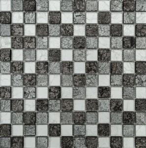 Mozaika szkło antracyt czarne Dell Arte Brillant Silver Black 23x23 30x30x8
