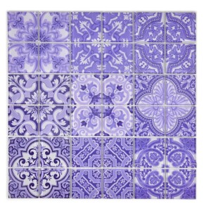 Mozaika szkło patchwork biała fioletowa Metropol MM 0568 30,0x 30,0