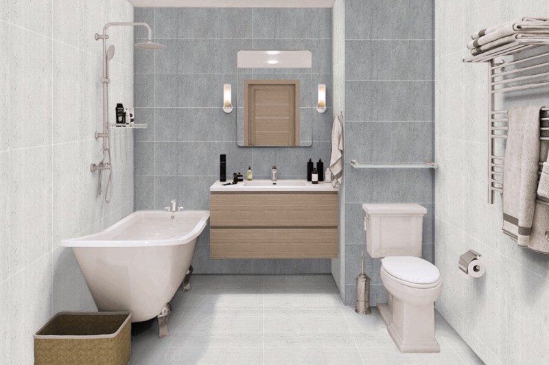 Płytki imitujące szary beton Porcelanosa Rodano Silver P34706331 33.3x100 14897