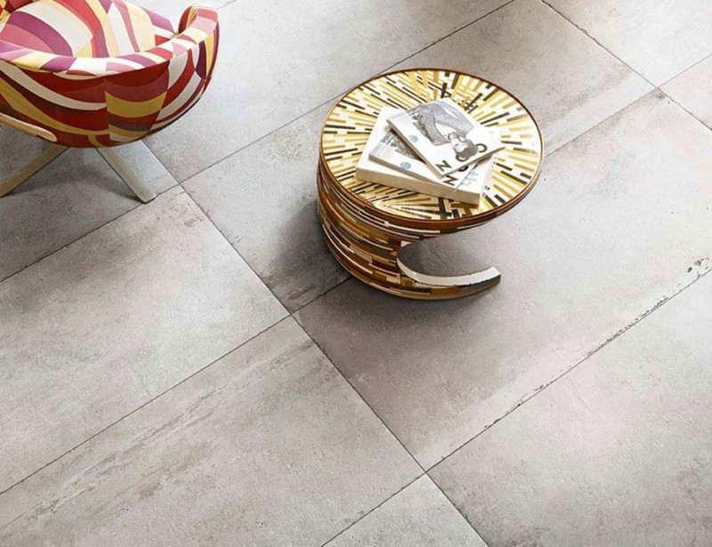 Gres podłogowy lekki połysk szary biały kamień Rex La Roche Grey Smooth 80 x 80 32051