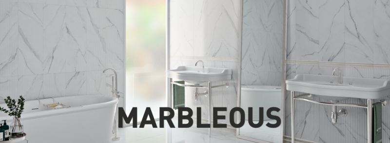 Płytka do łazienki biały marmur z czarna żyła lekka nierównośc Marbleous Matt White 40x120 trn 80982