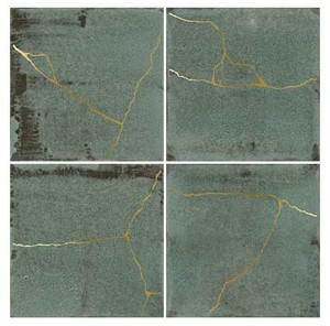 WOW Enso Kintsugi Green 12,5x12,5 płytka ścienna dekor