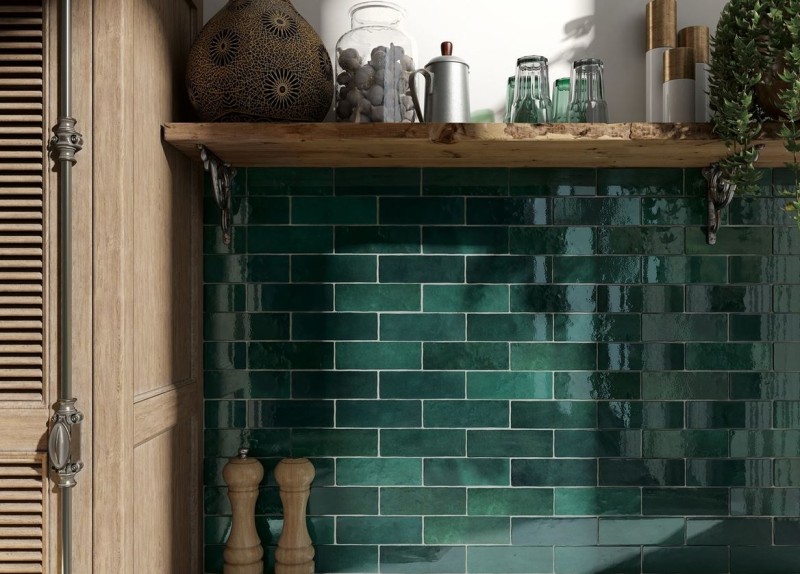 Płytki-cegiełki turkusowe Equipe Artisan Moss Green 13,3x13,2 28704
