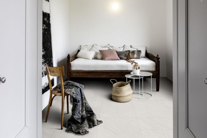 Płytki gresowe naturalny kamień ekri Marazzi Mystone Lavagna Bianco M1F9 75x75 37324