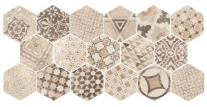 Płytki heksagonalne wzorzyste brazEquipe Hexatile Cement Garden Sand 17.5X20