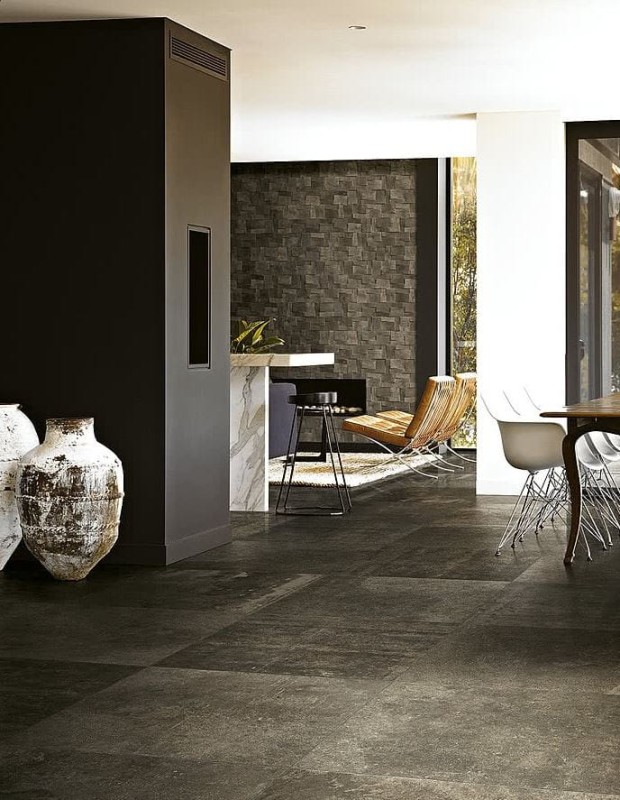 Płytki podłogowe kamień przetarty ciemno szary beton Florim Rex La Roche di Rex Mud 60x120x10mm 166247