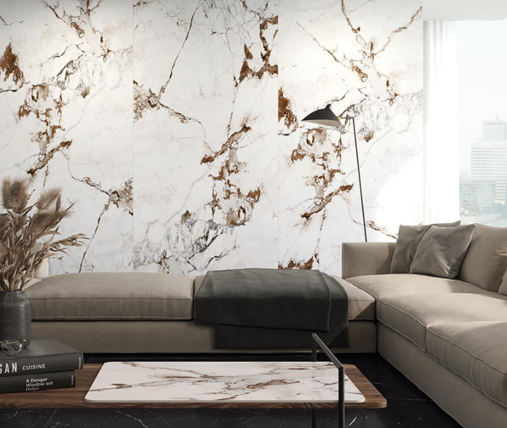 Blat kuchenny marmur białe brąz Florim Marble Capraia Glass 160x320 12mm 166740