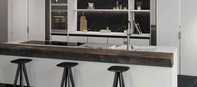 Blat kuchenny marmur białe brąz Florim Marble Capraia Glass 160x320 12mm 166742