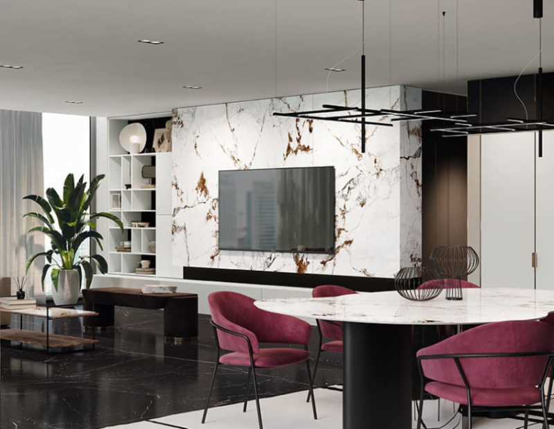 Blat kuchenny marmur białe brąz Florim Marble Capraia Glass 160x320 12mm 166744