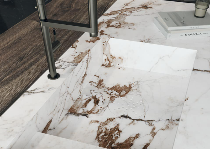 Spieki kwarcowe białe brąz Florim Marble Capraia Mat 160x320 6mm 166755