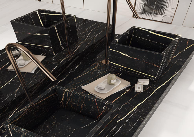 Blat kuchenny marmur czarny biały braz Florim Marble Laurent Gloss 160x320 12mm 166813