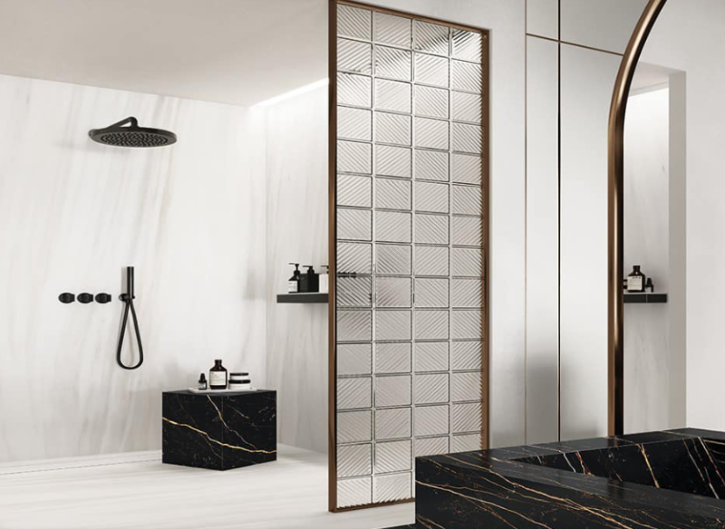 Spieki kwarcowe marmur czarny biały braz Florim Marble Laurent Mat 160x320 6mm 166832