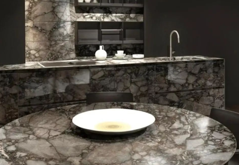 Blat kuchenny lastryko brąz szary Florim Marble Riverbed Gloss 160x320 12mm 166907