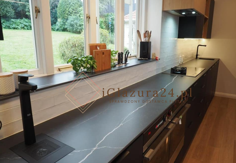Blat kuchenny marmur czarny biały braz Florim Marble Marquinia Gloss 160x320 12mm 166943