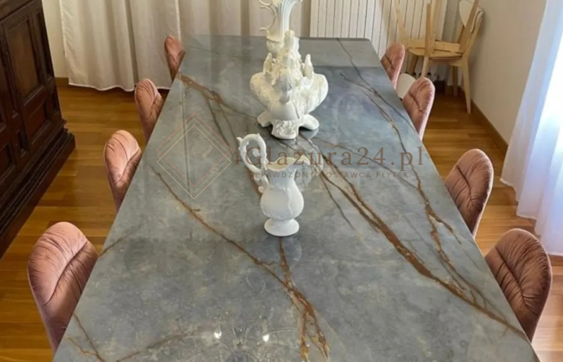 Spieki kwarcowe marmur niebieski brąz Florim Marble Azure mat 160x320 12mm 167022