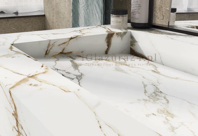 Spieki kuchenny blat białe beż Florim Marble Eternal Gold Gloss 160x320 12mm 167048