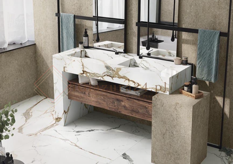 Spieki kwarcowe białe beż Florim Marble Eternal Gold Mat 160x320 12mm 167051