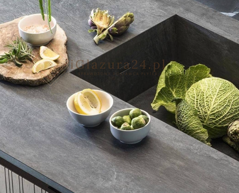 Blat kuchenny marmur ciemno szary perła Florim Stone Noir Mat 160x320 12mm 167176