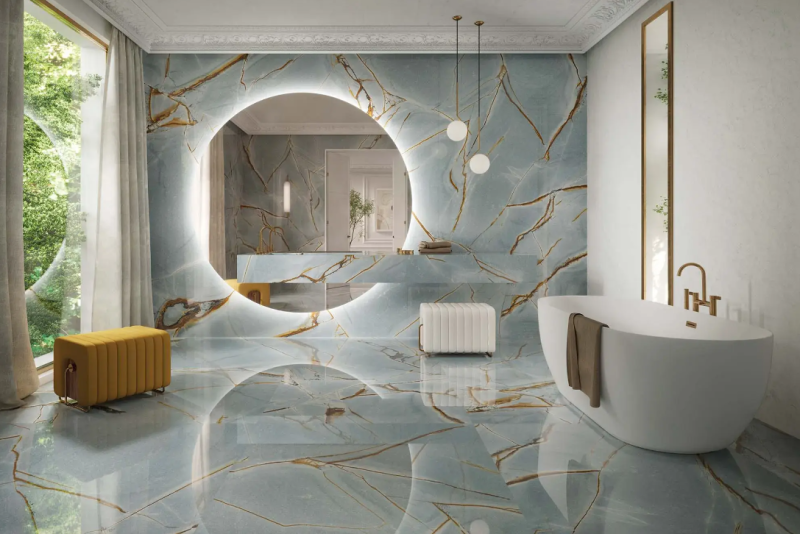 Kamień Spiekany marmur niebieski rdza Porcelanosa Xtone Blue Roma Silk 120x120 6mm 167633