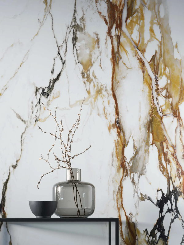 Kamień Spiekany marmur biały z czarną żyłą Porcelanosa Xtone Paonazzo Biondo Polished 120x270 6mm 167659