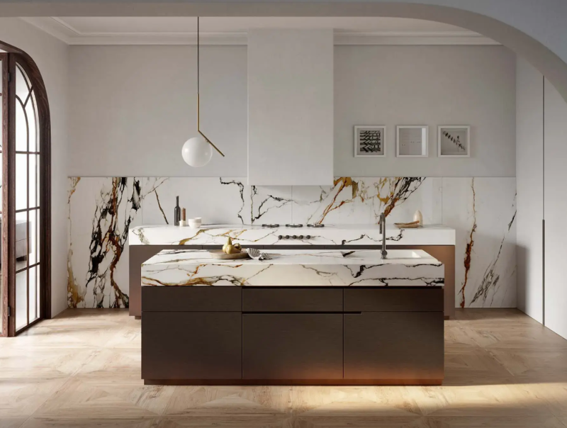 Kamień Spiekany marmur biały z czarną żyłą Porcelanosa Xtone Paonazzo Biondo Polished 120x270 6mm 167660