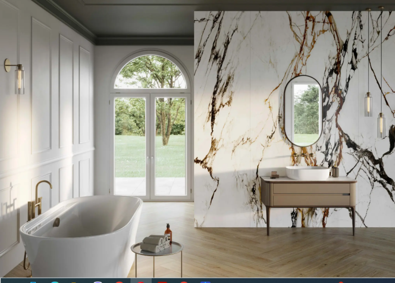 Kamień Spiekany marmur biały z czarną żyłą Porcelanosa Xtone Paonazzo Biondo Polished A 120x270 6mm 167664