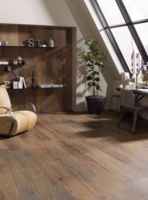 Płytki drewnopodobne ciemny brąz Porcelanosa Bruselas Roble 19,3x180 1,15cm 167728