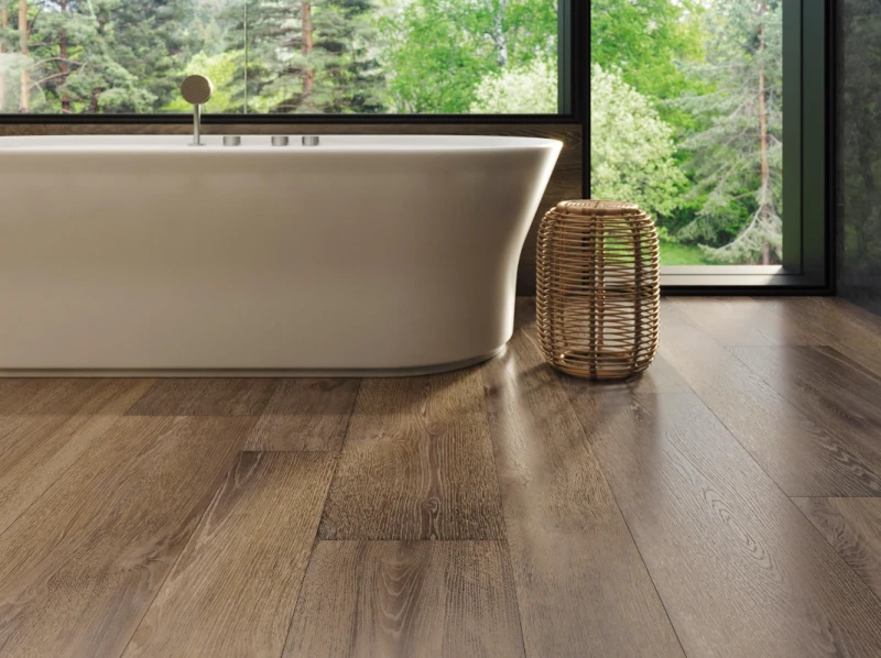 Płytki drewnopodobne ciemny brąz Porcelanosa Bruselas Roble 19,3x180 1,15cm 167729