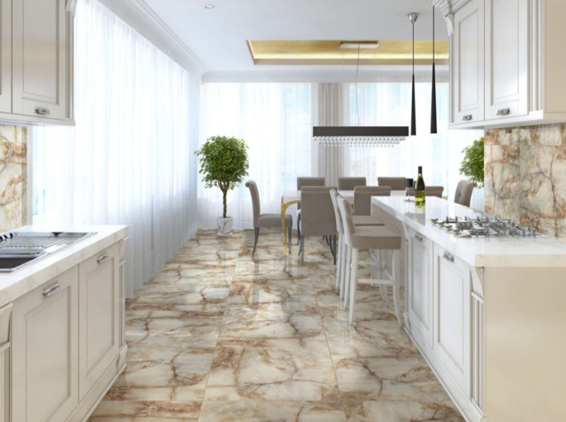 Gres podlogowy onyx brazowy Absolut Keramika Jaipur Amaranto 60x120 połysk 168593