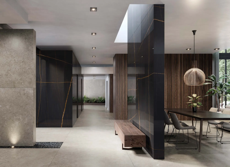Spiek kwarcowy marmur czarny Porcelanosa Nylo Noir 120x270 6mm polysk 168909