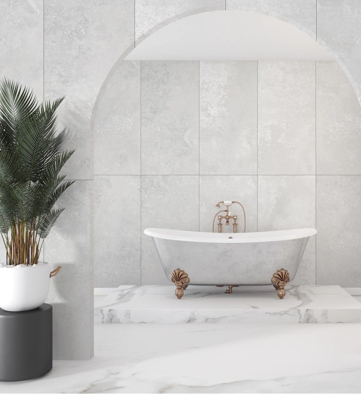 Gres Cement Albira White Carving  120x60  9mm 169371