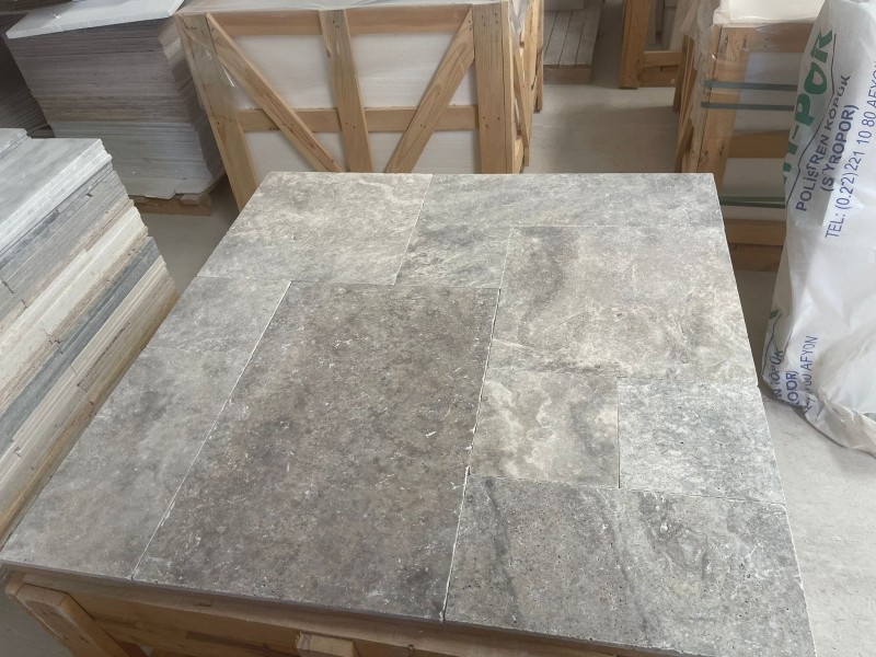 Trawertyn Silver Grey 3cm antykowany 40,6x61x3 taras ogród basen 172023