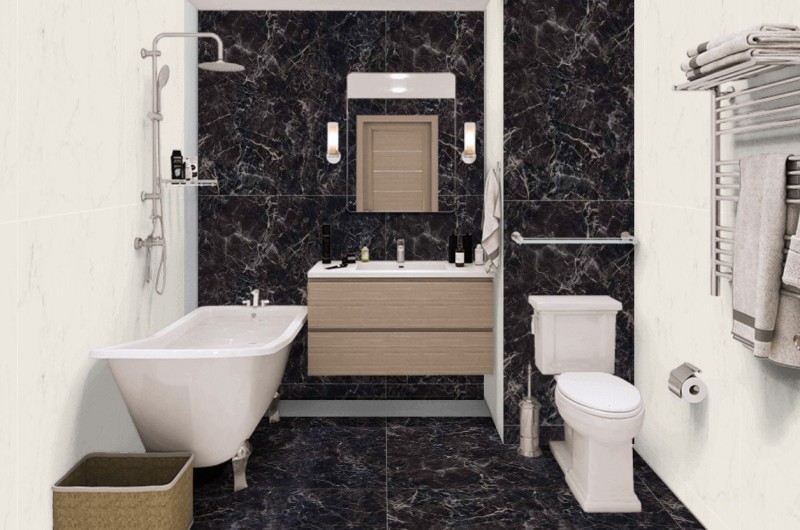 Płytki spieki imitujące ciemny marmur z jasną żyłą Marazzi Grande Marble Look Saint Laurent Matt 120x240 36726