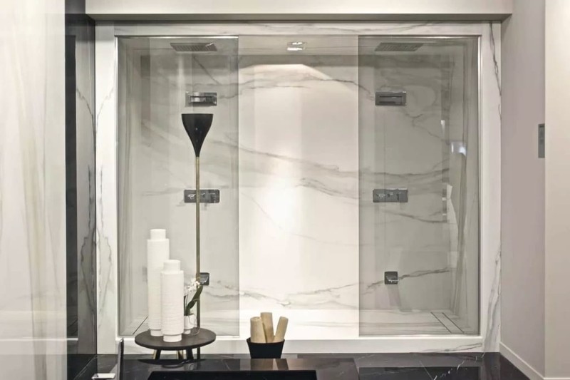 Marble Calacatta Gold B Glossy STU 160x320x1,2 cm, z siatką, nierektyfikowana 178862