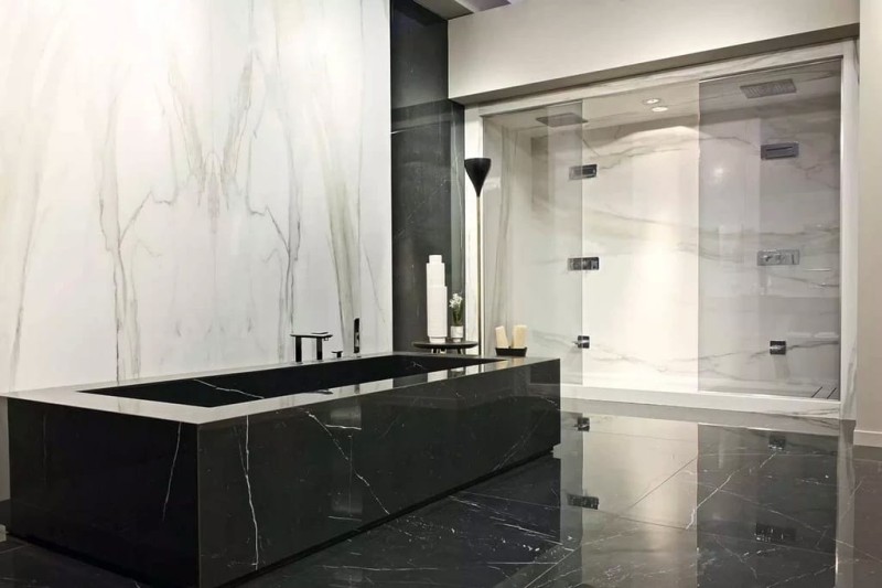 Marble Calacatta Gold A Glossy STU 160x320x1,2 cm, z siatką, nierektyfikowana 178877