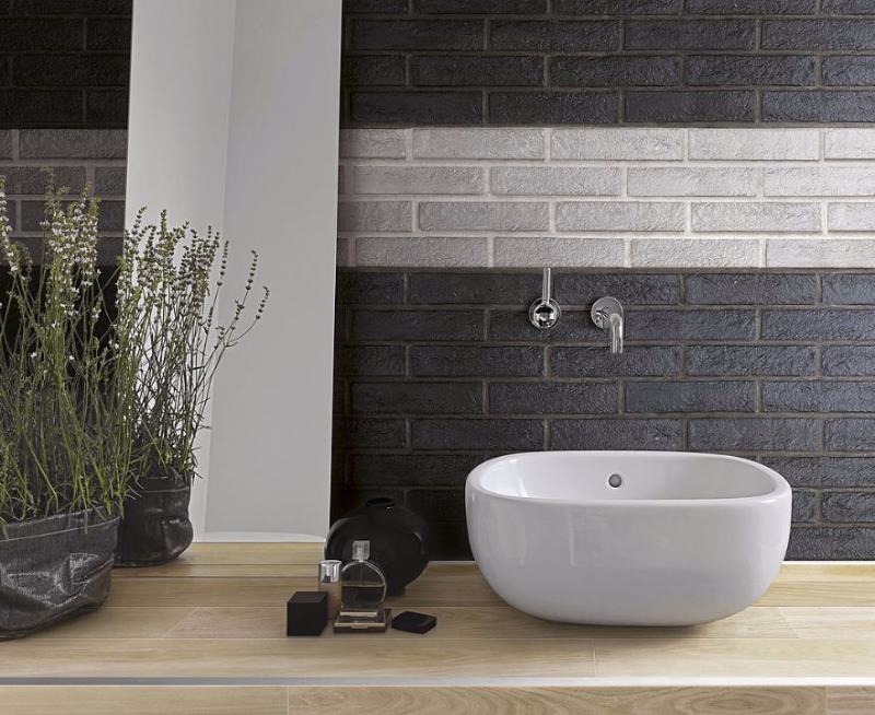 Gres-Cegła czarna Rondine New York Black 6x25 tr,hb 12959