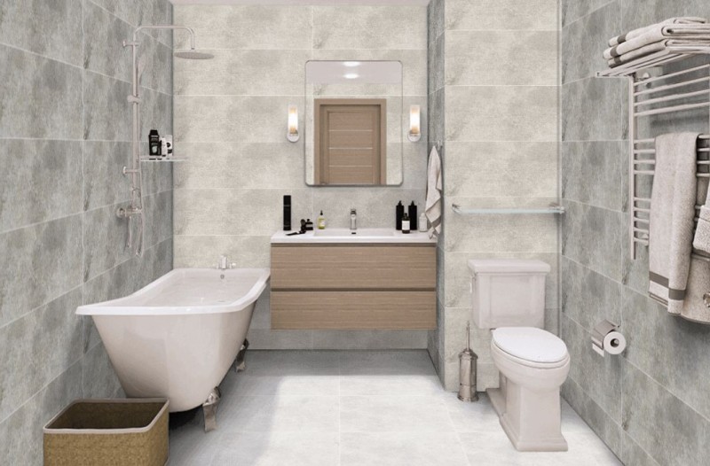 Płytki ścienne szare przetarte betonVenis Boulevard Grey 33,3x100 amb 35643